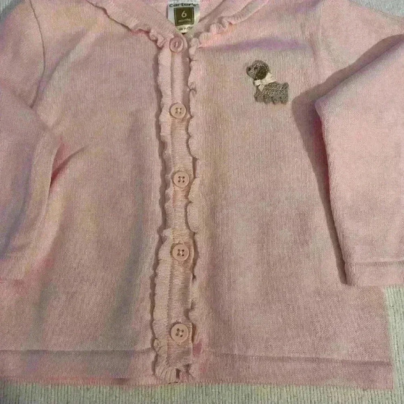 Carter's Pink Cardigan with ruffled button front, w/ Brown pants , 6 months - Picture 10 of 10